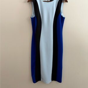 Ronni Nicole Blue and Black Colorblock Midi Dress